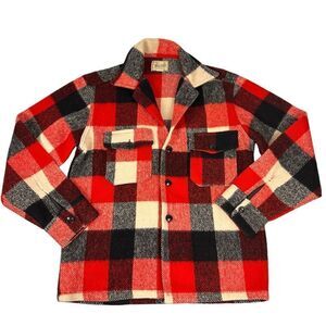 Vintage Mens Melton Wintermaster Wool Plaid Shirt Jacket Shacket
